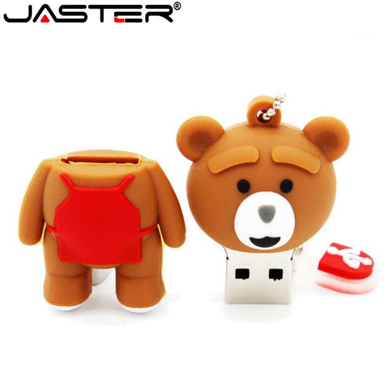 JASTER-Pendrive de oso de dibujos animados para bebé, unidad Flash USB 128 de 4GB, 16GB, 32GB, 64GB y 2,0 GB, regalo de moda