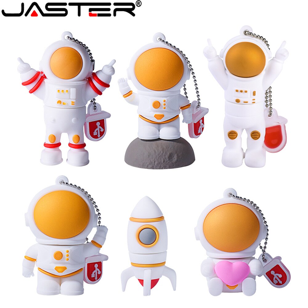 JASTER-unidad Flash USB de alta velocidad, Pendrive de 2,0 GB, 64GB, 32GB, 16GB, 8GB, modelo de astronauta Lunar de dibujos animados, regalo encantador, 128