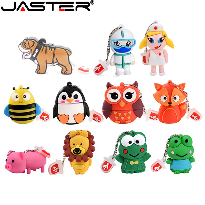 JASTER-unidad Flash USB de dibujos animados, Pendrive de 32GB, 64GB, 4GB, 8GB, 16GB, 128GB, tarjeta de memoria Flash Frog Gog, búho, regalo