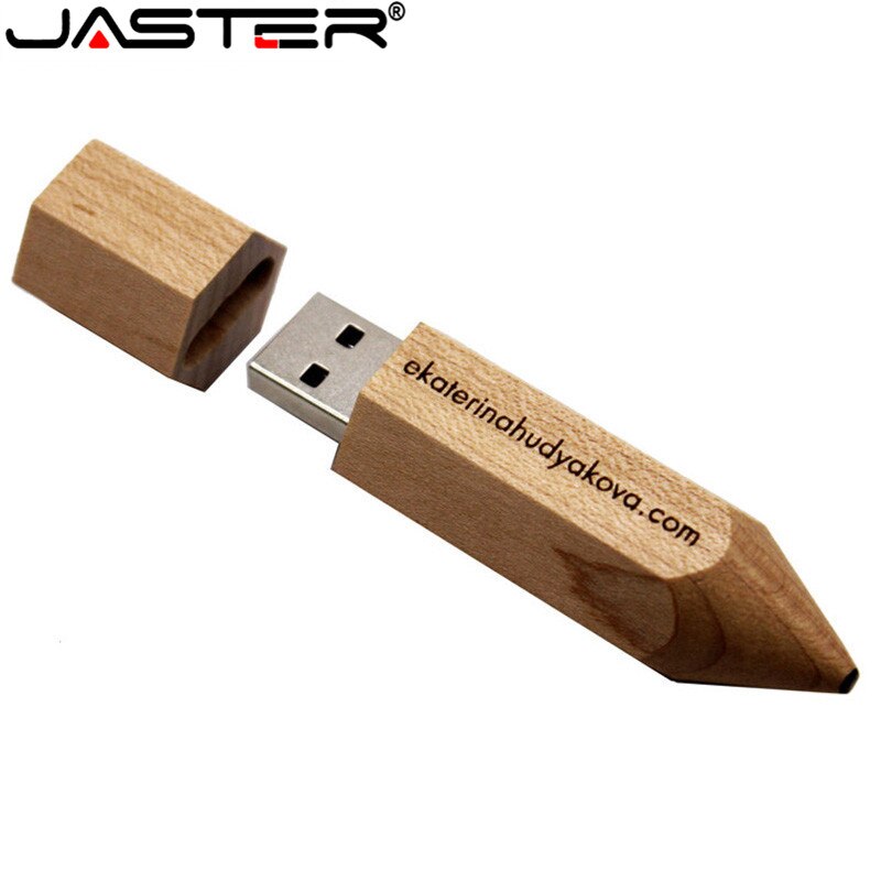 JASTER-unidad Flash USB de madera, Pendrive de 4GB, 8GB, 16GB, 32GB, 64GB, 128GB, tarjeta de memoria, regalos, 1 pieza, logotipo gratis