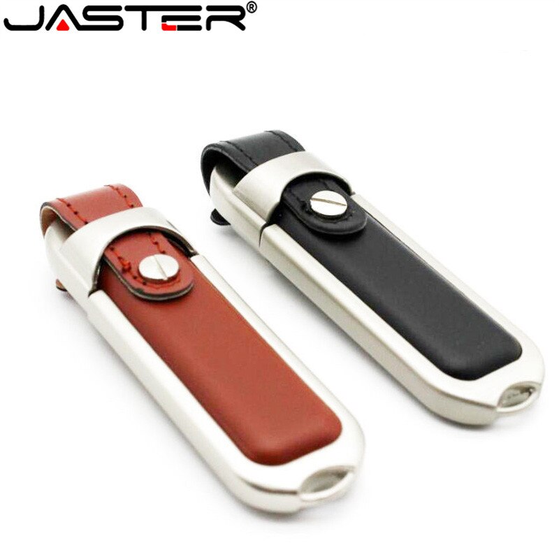 JASTER-unidad flash usb 2,0, pendrive de 4GB, 8GB, 16GB, 32GB y 64GB, modelo de cuero marrón/negro