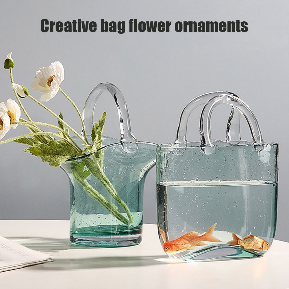 Jarrones de vidrio transparente creativos, decoración de pecera, bolsa de bolso de flores de burbujas, tarro de vidrio para centros de mesa, arreglo Floral