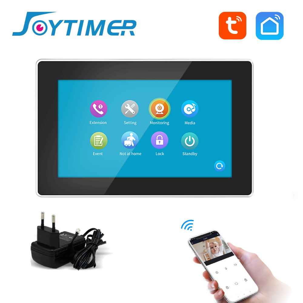 Joytimer Wifi Video intercomunicador 720P AHD All Touch Monitor de interior para el hogar TUYA Smart Video Door Phone System Message Push
