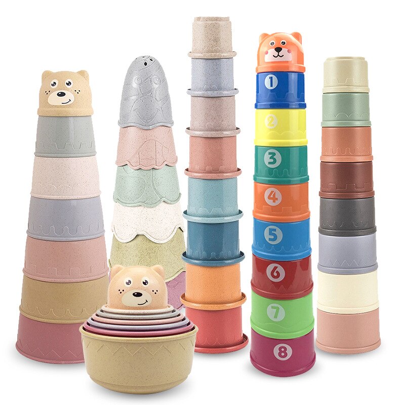 Juguetes de taza apilable para bebés, torre de apilamiento Montessori, juguetes educativos para bebés, regalo para niños
