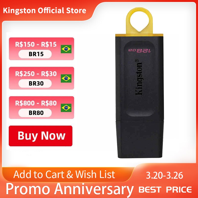 Kingston-unidad flash usb 128 Gen 1, pendrive cel 3,2 gb, 64gb, 256GB