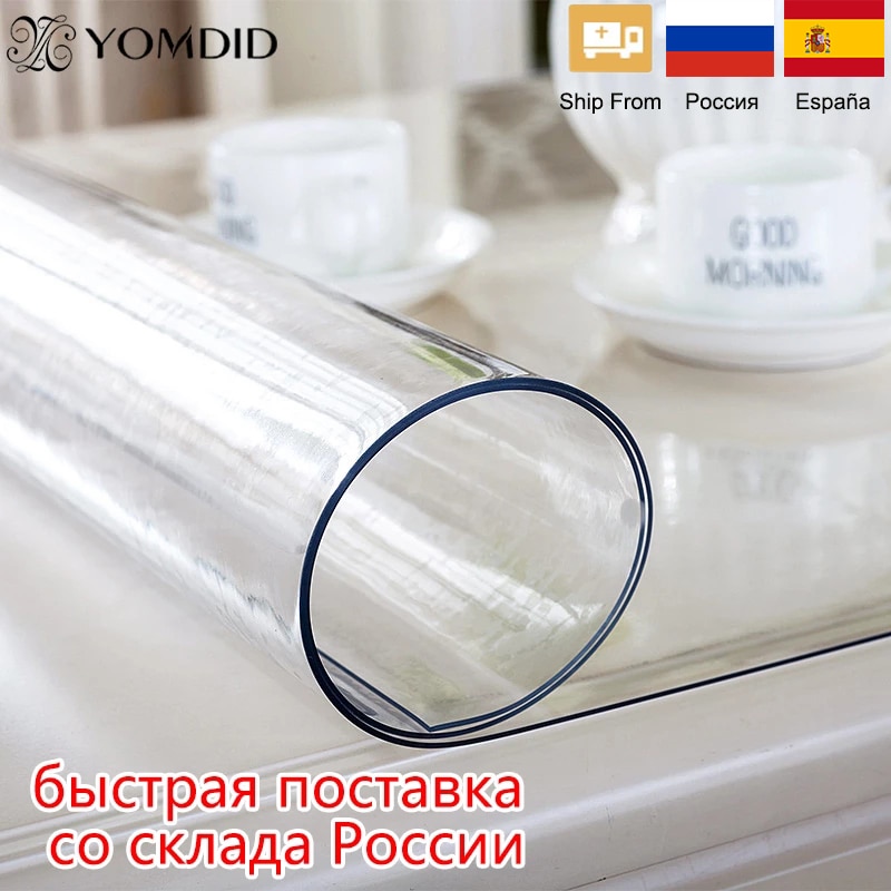 Mantel transparente suave de PVC transparente, cubierta impermeable a prueba de aceite para mesa rectangular, cocina y comedor