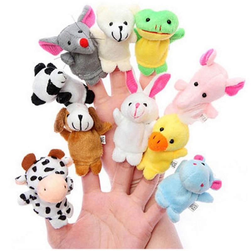 Marioneta de dedo de Animal, marioneta de dibujos animados para niños, juguete de peluche, muñeco para bebés, marioneta de dedo para niños y niñas, 10 piezas, títere