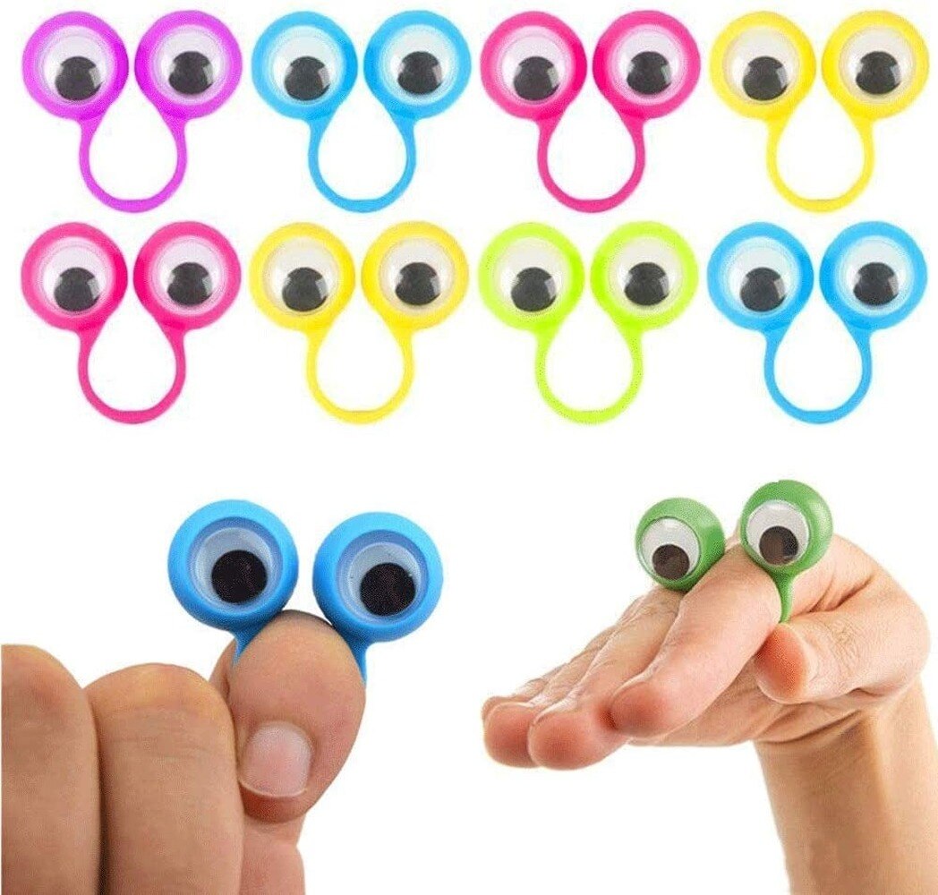 Marioneta de dedo de ojo de 30 piezas, anillos de plástico con menear los ojos, juguetes para niños, recuerdos de fiesta de bebé, Regalos divertidos para niños