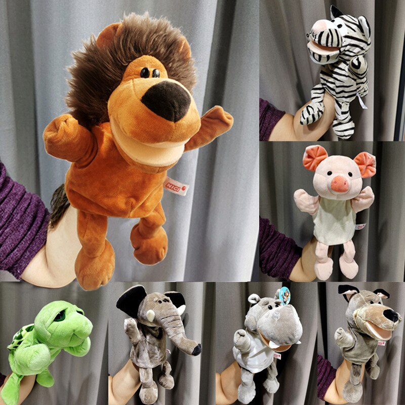 Marioneta de mano de animal para niños, juguete de peluche educativo para bebés, marioneta de dedo de mano, muñeco de peluche, cuento de contar, regalo para niños, 25cm, títere de animal