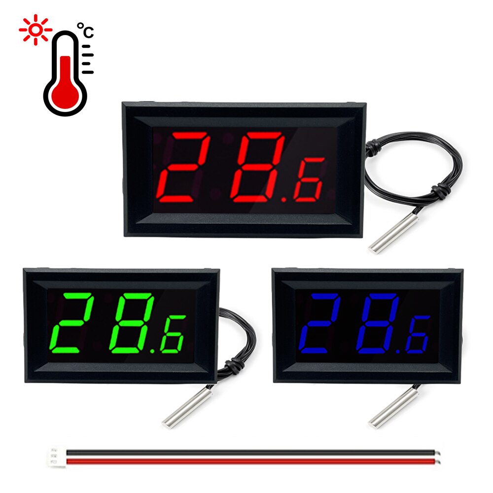 Mini termómetro LED Digital para coche, Monitor de temperatura, Panel medidor, rango de medición-50-110C con sonda de temperatura, 12V CC