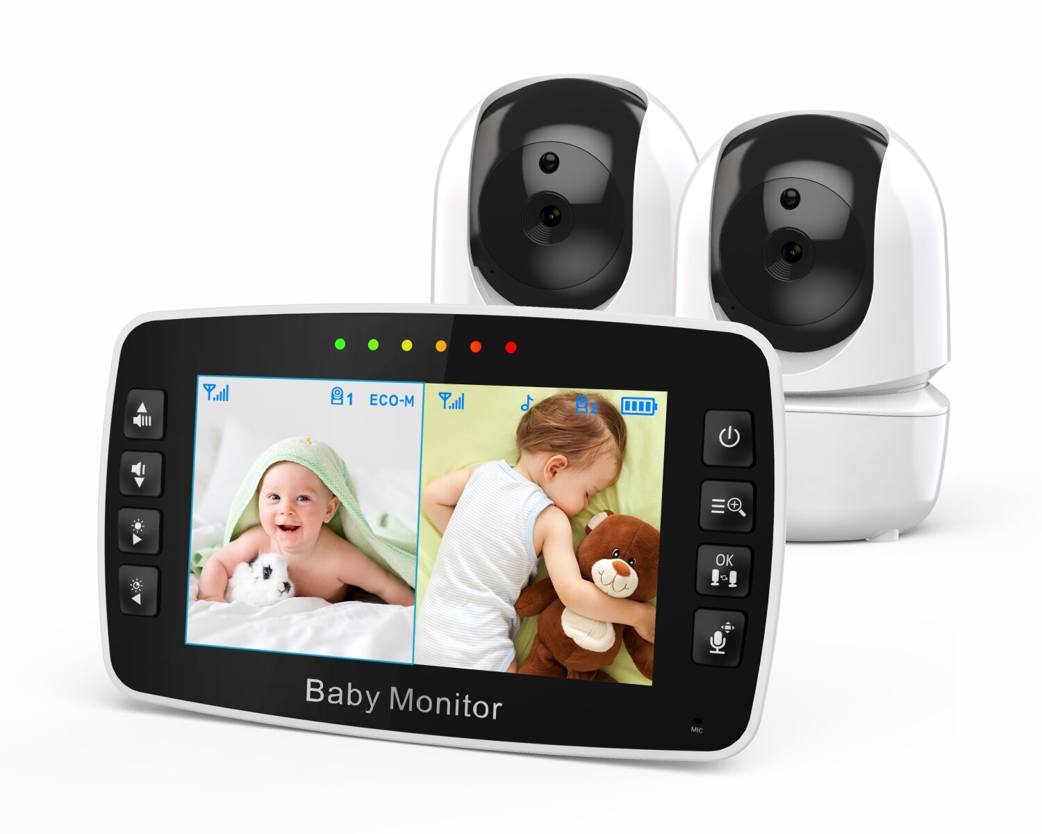 Monitor de bebé inalámbrico de 2023 pulgadas, cámara PTZ de alta seguridad, visión nocturna, monitoreo de temperatura, dos cámaras, 4,3