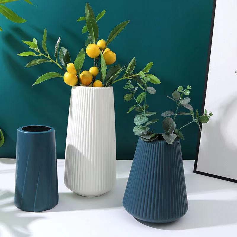 Morandi-jarrón de plástico para decoración de sala de estar, jarrones de Origami modernos para arreglos florales, decoración del hogar