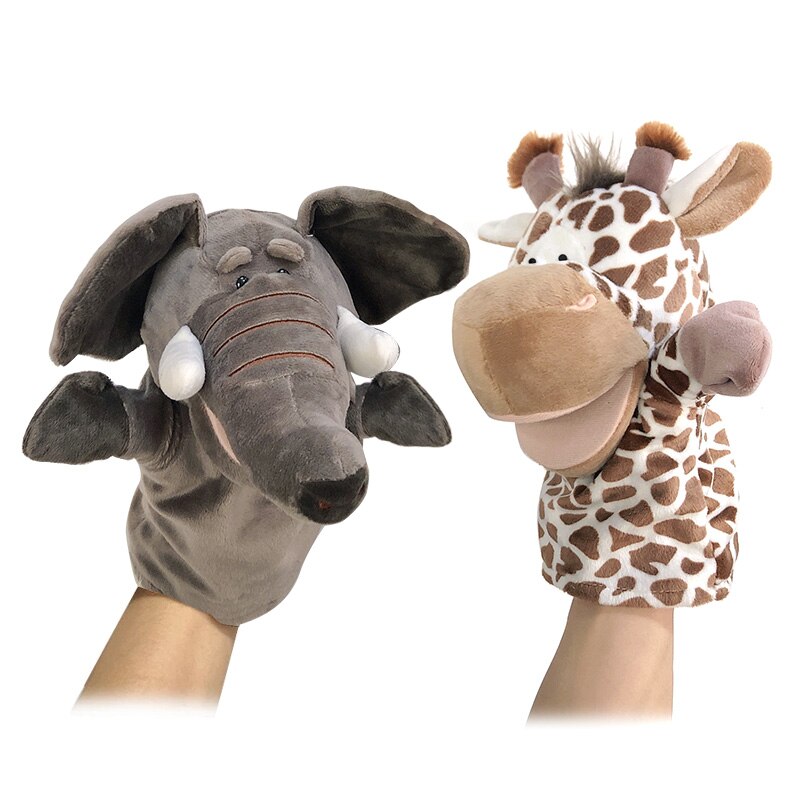 Muñeca de juguete de peluche suave para bebé, juguete educativo de animales, león, elefante, mono, jirafa, Tigre, conejito, marioneta de dedo de mano Kawaii, títere