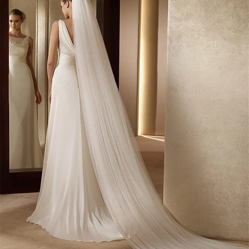 NZUK-velo de novia de 2 capas, accesorio elegante de 3 metros, color blanco marfil, con peine