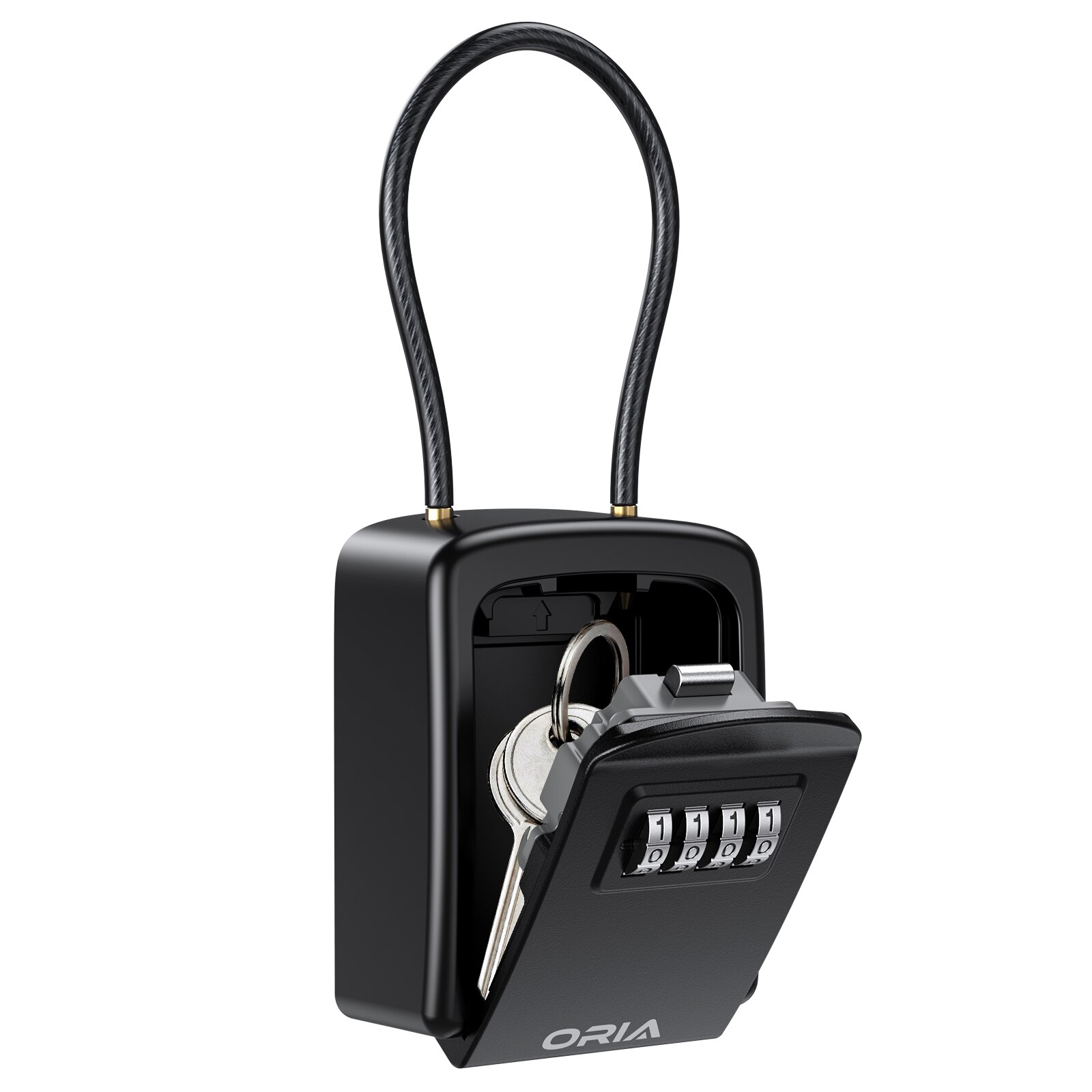 ORIA-caja de seguridad con combinación de 4 dígitos, almacenamiento de llaves, impermeable, con cadena extraíble