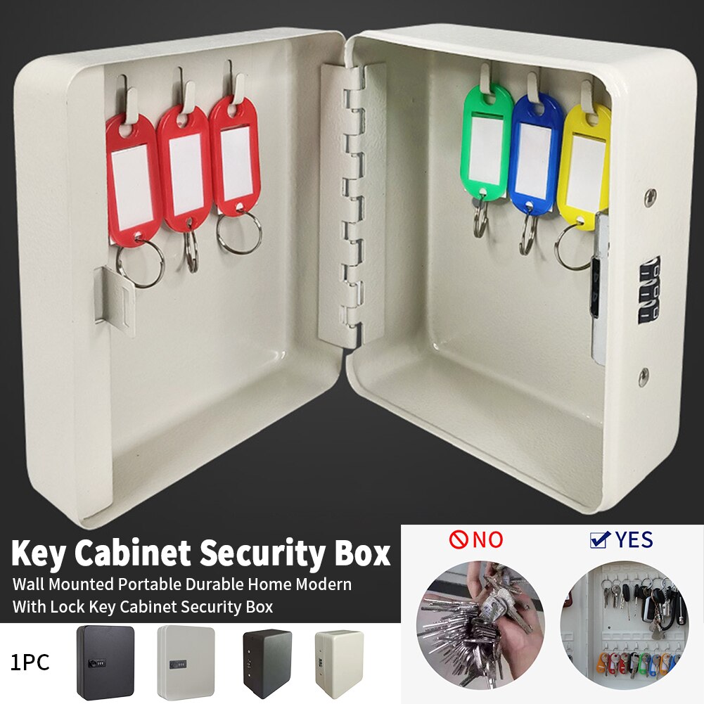 Organizador de almacenamiento para llaves, caja de seguridad multifunción duradera con cerradura para oficina, etiquetas coloridas de Metal montadas en la pared, portátil para el hogar