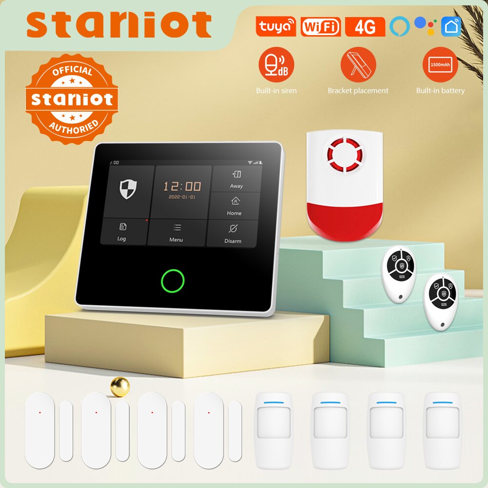 Ostaniot-sistema de alarma de seguridad para el hogar, Kit antirrobo inteligente con sirena integrada, 4G, WiFi, inalámbrico, funciona con Control remoto por aplicación Alexa,Admite actualización en línea OTA y Google