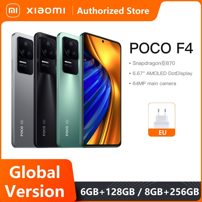POCO-teléfono móvil F4 5G versión Global, 6GB, 128GB/8GB, 256GB, Snapdragon 870, NFC, 120Hz, pantalla AMOLED de 6,67 pulgadas, cámara de 64mp, OIS, 67W, 4500mAh