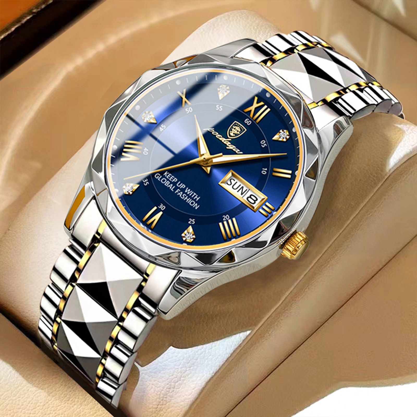 POEDAGAR-Reloj de pulsera de cuarzo para hombre, accesorio masculino de marca superior, de lujo, resistente al agua, luminoso, con fecha y semana, de alta calidad + caja