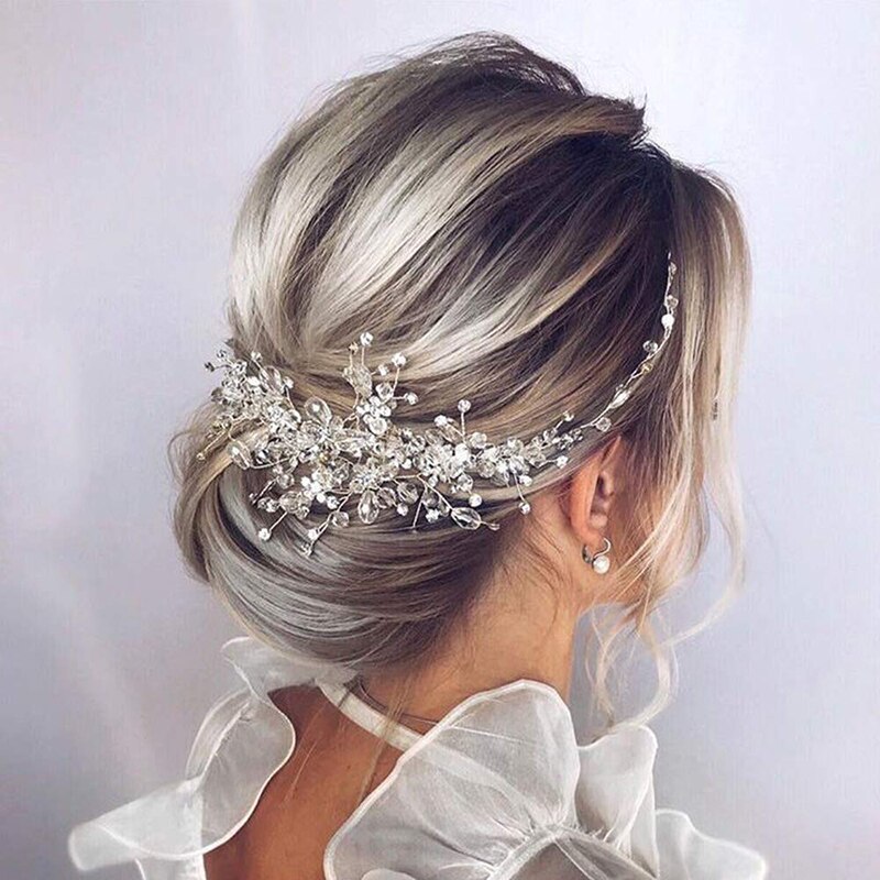 Peines de perlas de cristal sintéticas para boda, accesorios para el cabello, tocado de flores nupciales, diademas, adornos para el cabello de novia, joyería