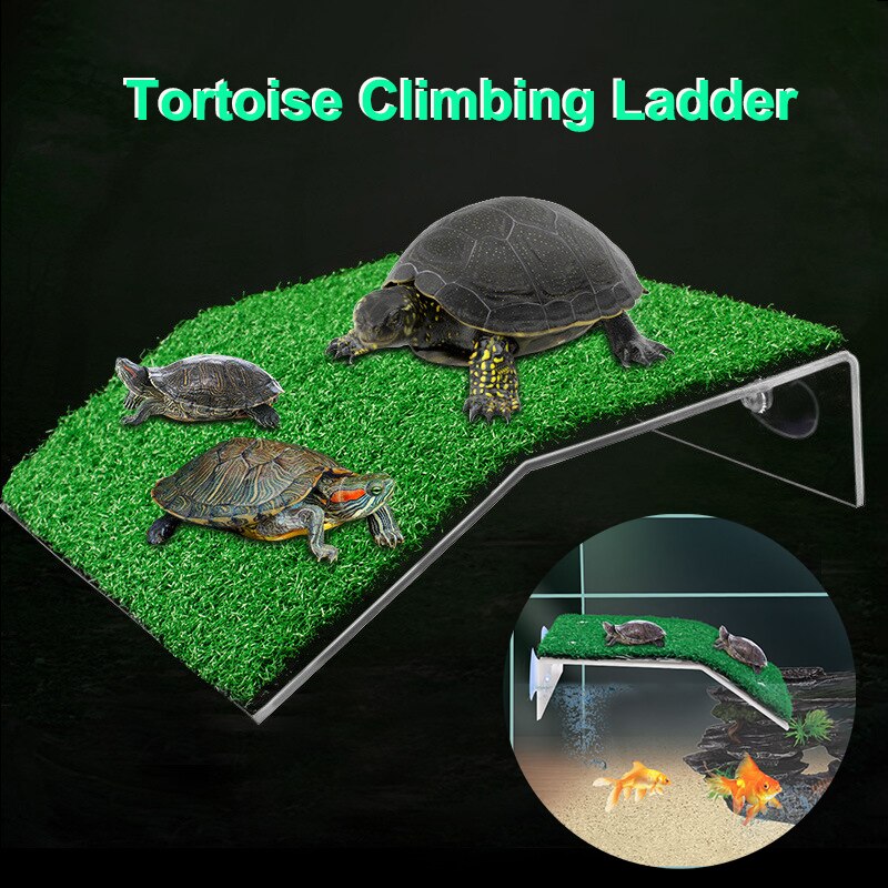 Plataforma de apoyo para Tortuga, rampa de césped de simulación, isla flotante para Terrario de reptiles, accesorio de acuario