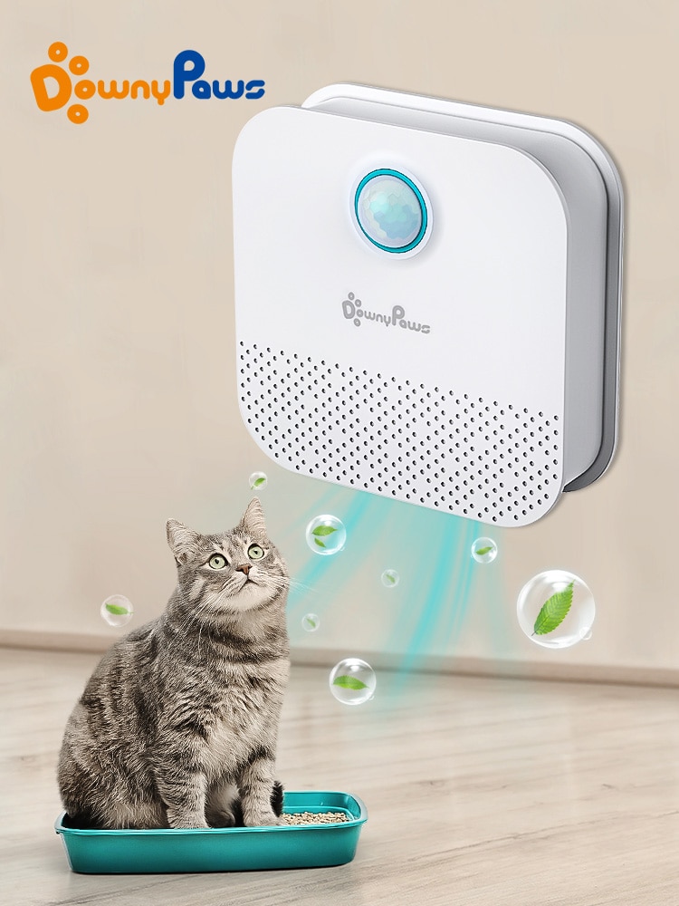 Purificador inteligente de olores para gatos DownyPaws 4000mAH para gatos caja de arena desodorante inodoro para perros limpiador de aire recargable desodorización de mascotas