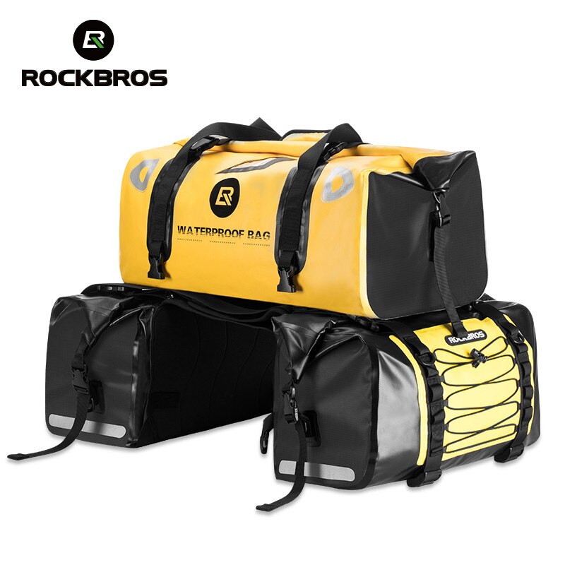 ROCKBROS-Bolsa de asiento impermeable de 60L, bolso de gimnasio portátil, de gran capacidad, reflectante, para motocicleta, deportes, hombro, Pannier de viaje