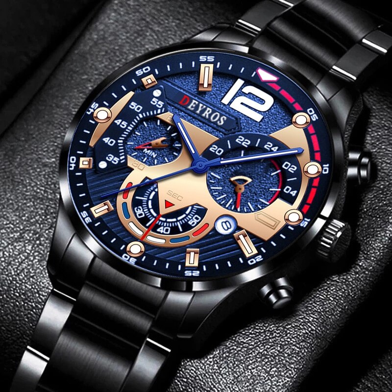 Reloj de pulsera de cuarzo de lujo, reloj de pulsera de acero inoxidable de moda, reloj de hombre, reloj informal de negocios, reloj de hombre