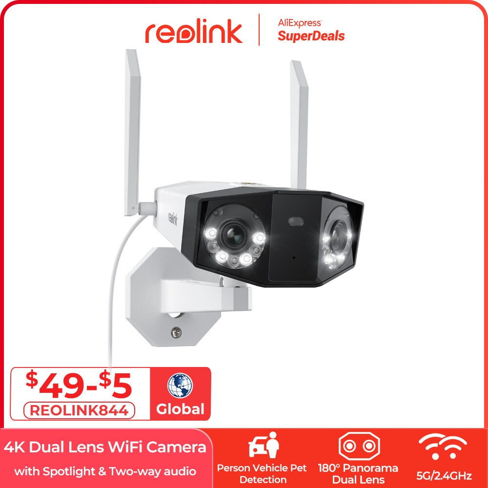 Reolink-cámara de seguridad para exteriores, dispositivo con lente Dual 4K, protección de seguridad para personas, detección de mascotas de vehículos, CCTV, IP, Duo 2