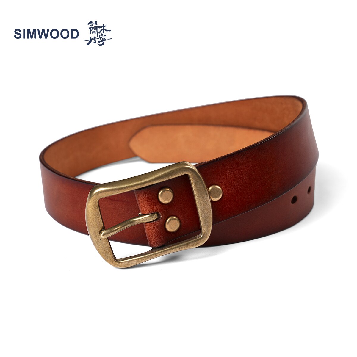 SIMWOOD-Cinturón de cuero para hombre, cinturón informal con hebilla ajustable, 2023