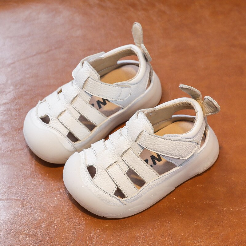 Sandalias de piel auténtica para niños y niñas, zapatos de suela blanda para la escuela, playa, verano 2022