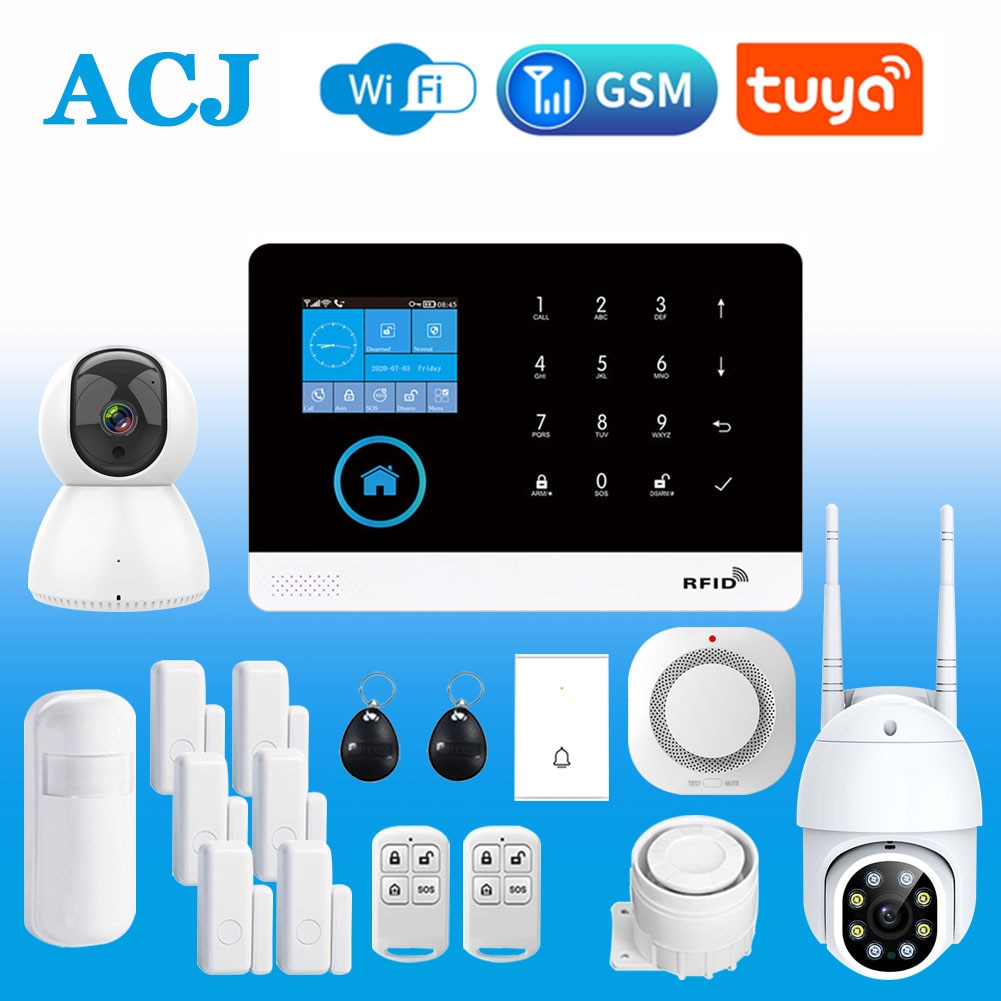 Sistema de alarma WiFi PG103 para el hogar, dispositivo de seguridad antirrobo, Control por aplicación de casa inteligente Tuya, 433MHz, GSM, inalámbrico, con Sensor de movimiento y cámara