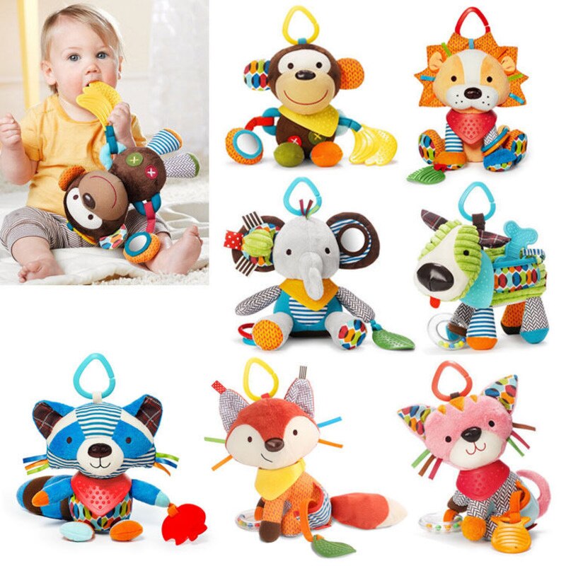 Speelgoed-sonajero de peluche para bebé, juguetes educativos de animales para cochecito, cama colgante, móvil, conejito infantil, 0-12 M