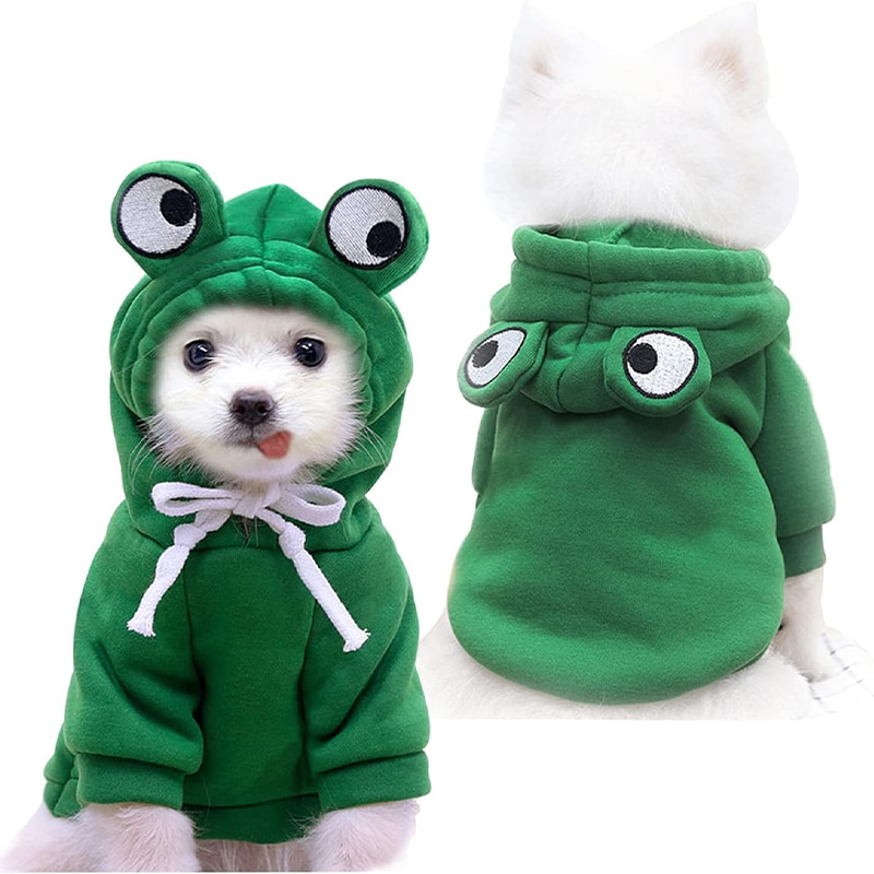 Sudadera con capucha para perro, abrigo de suéter básico con forma de rana, chaqueta cálida de invierno para gato, ropa de clima frío, ropa de abrigo para perro