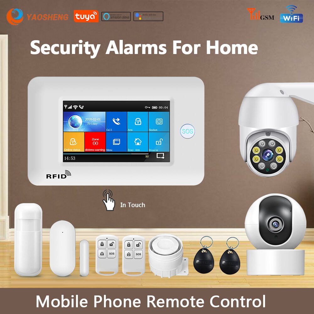 TUYA-alarmas de seguridad inteligentes para el hogar, alarma inalámbrica con WIFI, Control remoto por aplicación, Compatible con Alexa