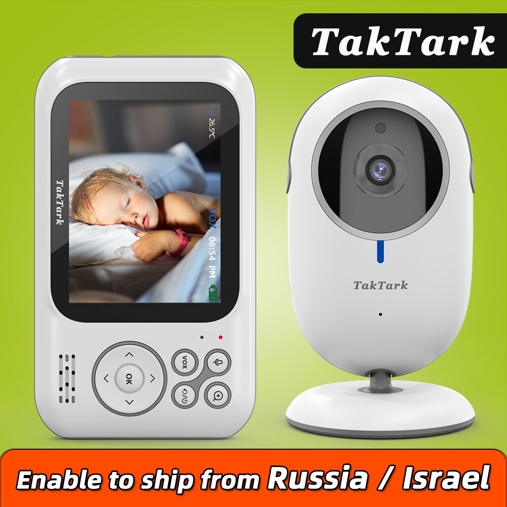 TakTark-Monitor de vídeo inalámbrico para bebé, cámara de vigilancia con Zoom 3X, visión nocturna automática, 2 vías, niñera, 3,2 pulgadas