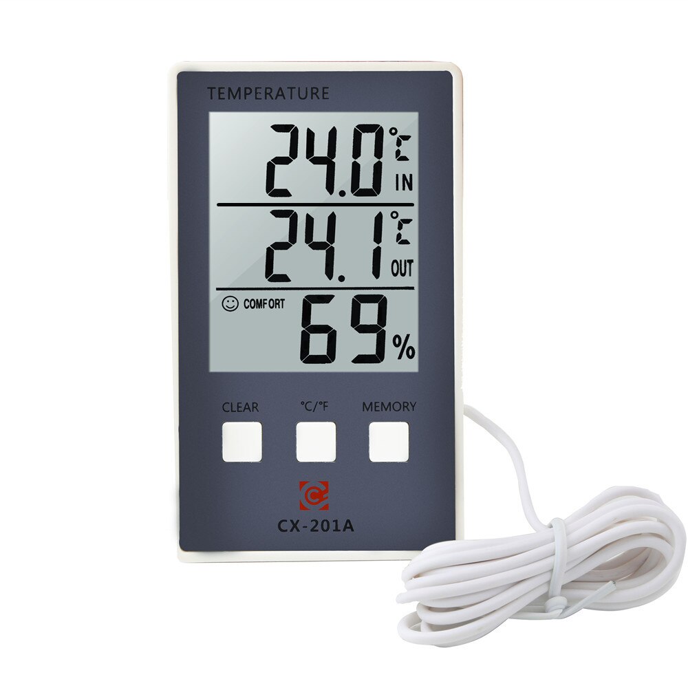Termómetro Digital higrómetro para interiores y exteriores, medidor de humedad y temperatura, pantalla LCD C/F, Sensor, sonda, estación meteorológica
