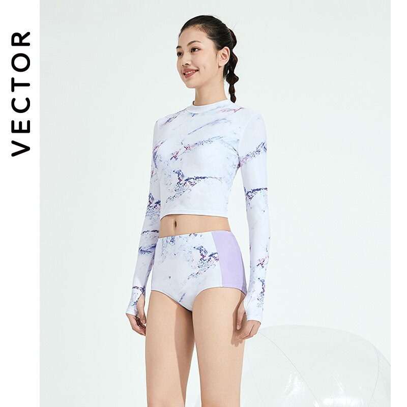 VECTOR-traje de baño de manga larga para mujer, bañador con protección solar UPF50 +, traje de baño femenino de 2 piezas, 2023
