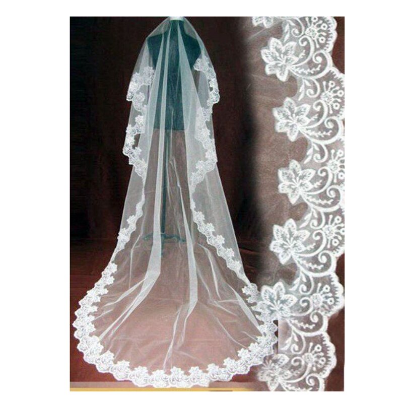 Velo De Novia elegante para boda, velo de una capa De 3 metros y 5 metros de largo, color blanco marfil, accesorios De boda