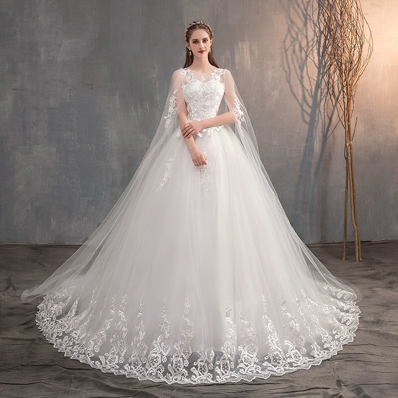 Vestido de novia de encaje largo bordado, princesa Plus, 2023