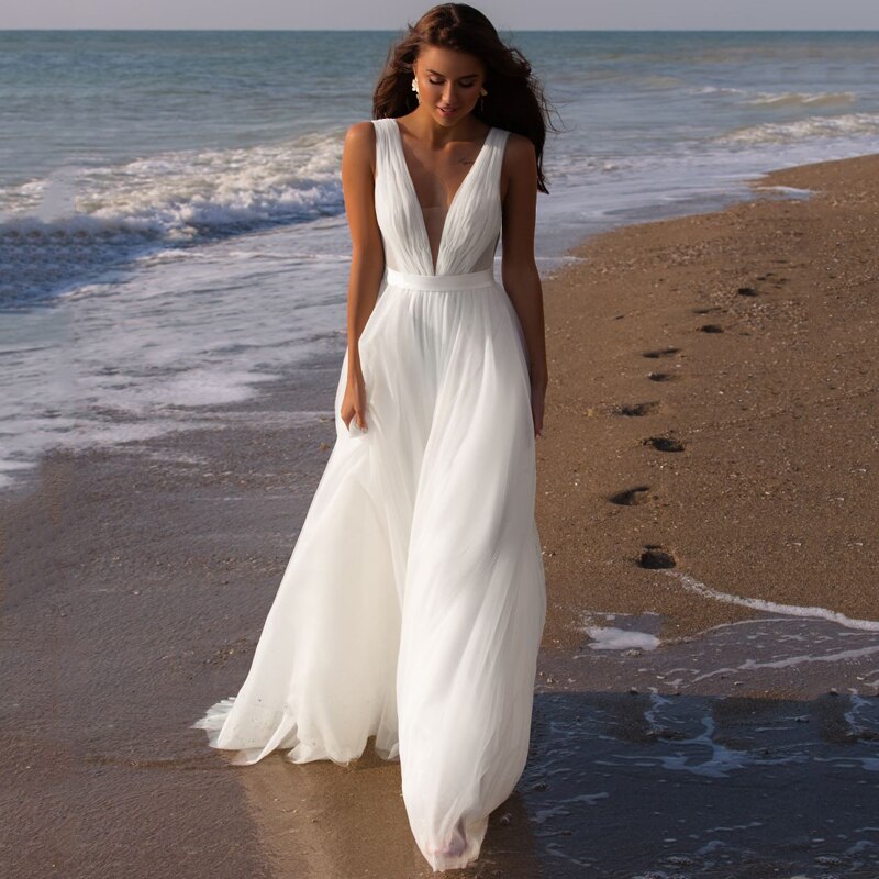 Vestido de novia elegante para mujer, traje de playa para fiesta, boda, noche, 2023