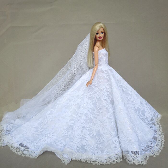 Vestido de princesa de lujo para muñeca tipo barbie, ropa de muñeca bjd, vestido de novia de boda, juguetes de fantasía, regalo para accesorios de barbie