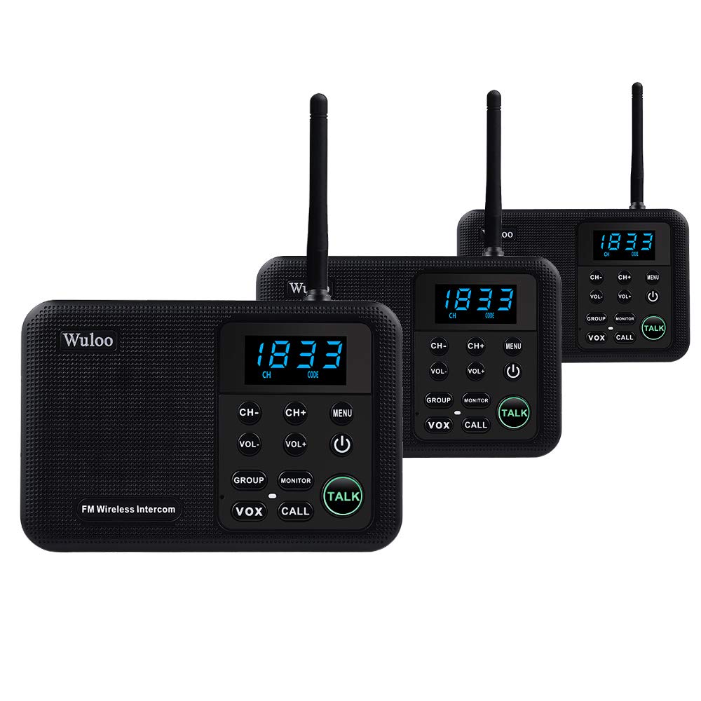 Wuloo-sistema de intercomunicación inalámbrico para el hogar, intercomunicador para casa, oficina de negocios, rango de 1 milla, 22 canales, pantalla de visualización de código Digital 100