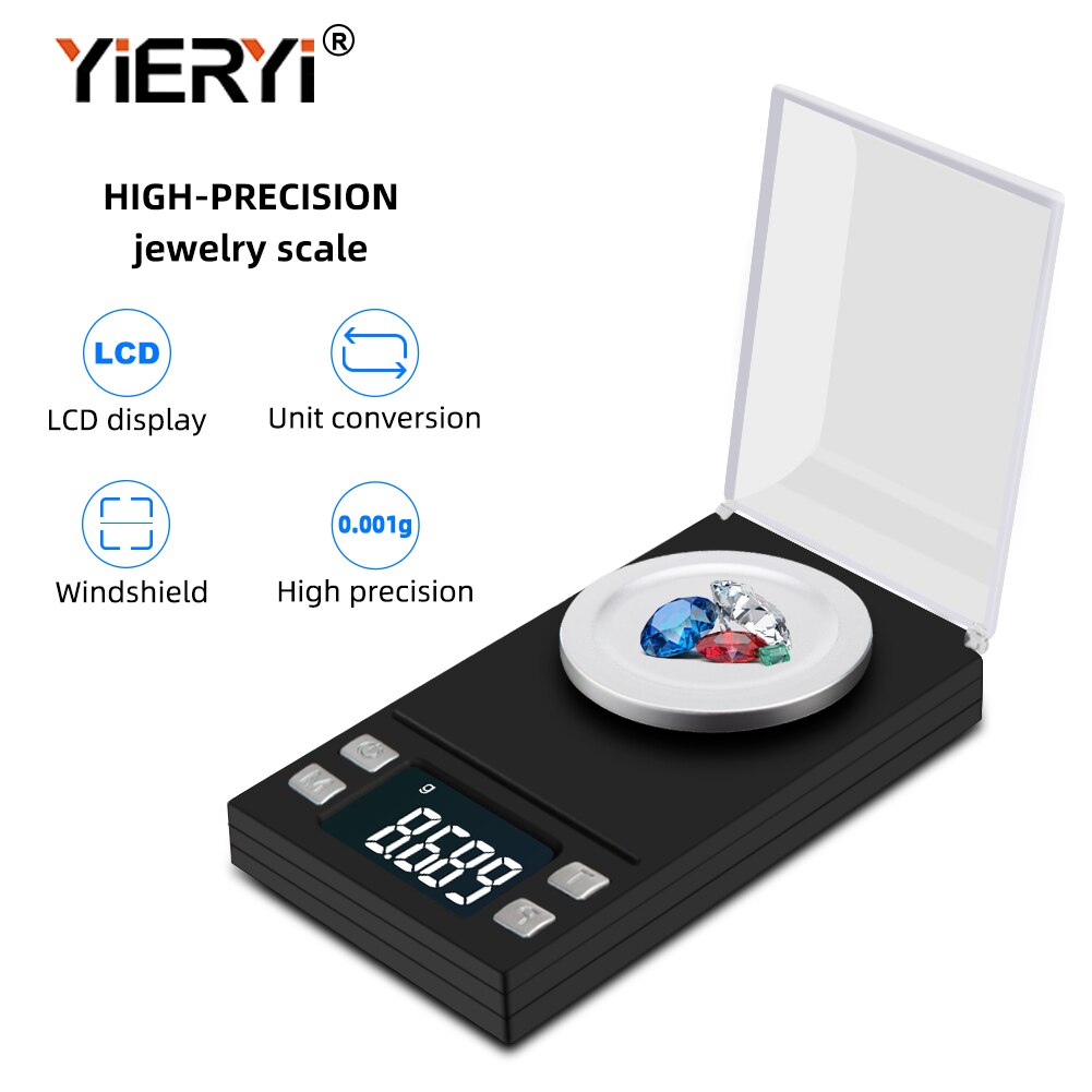 Yieryi-báscula electrónica portátil, balanza Digital LCD de 100g/50g/20g/10g para joyería, hierbas medicinales, peso de laboratorio, miligramo, 0.001