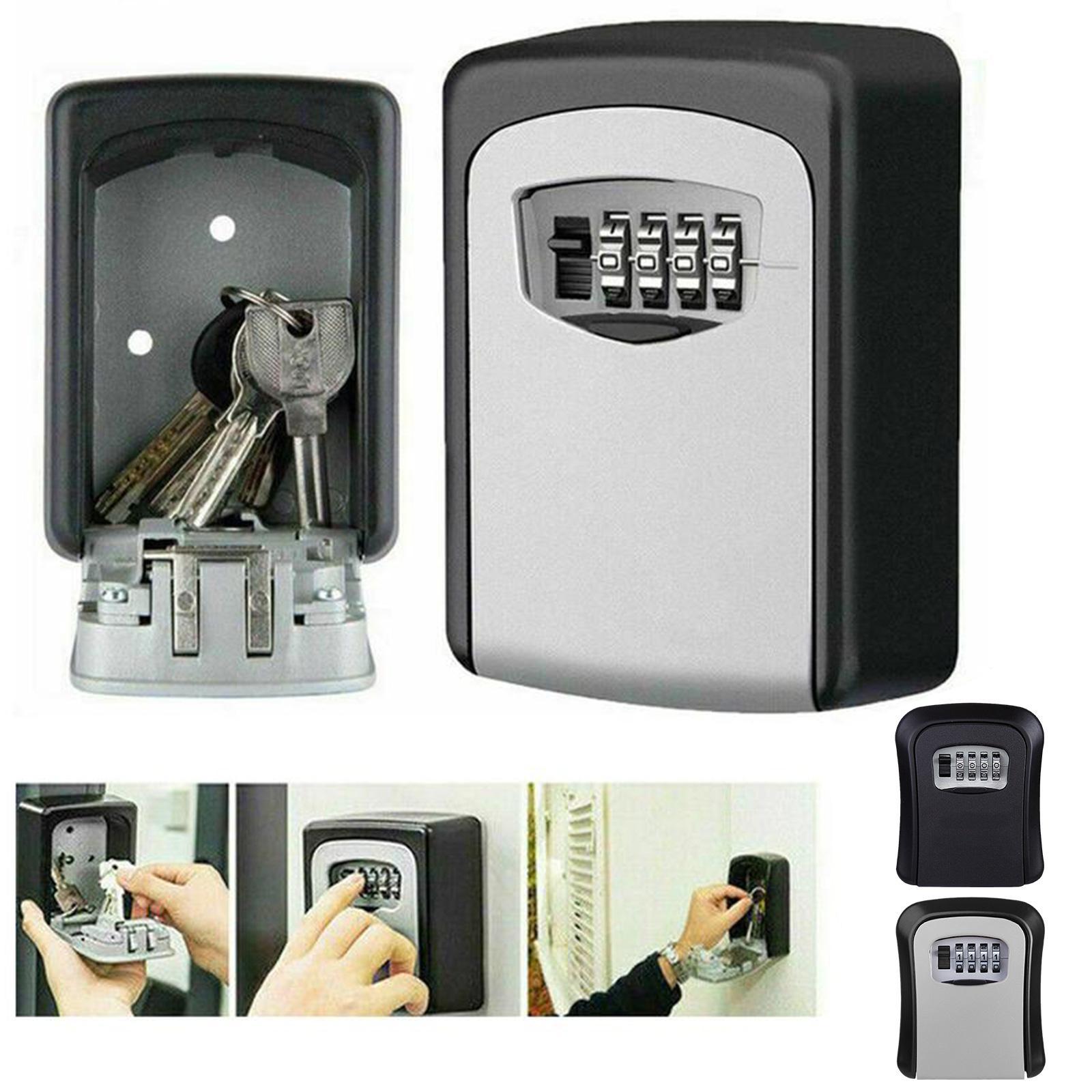 Almacenamiento de llaves de montaje en pared, caja secreta, organizador, combinación de 4 dígitos, contraseña, código de seguridad, sin llave, caja de seguridad para el hogar