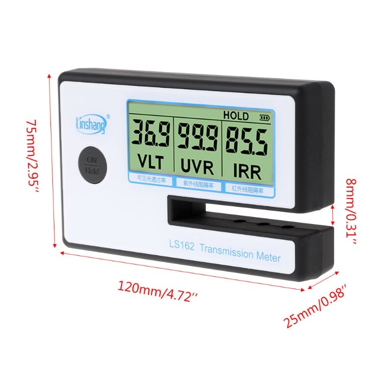 Medidor de tinte de ventana LS162, medidor de transmisión de película Solar, probador de rechazo VLT UV IR 35ED