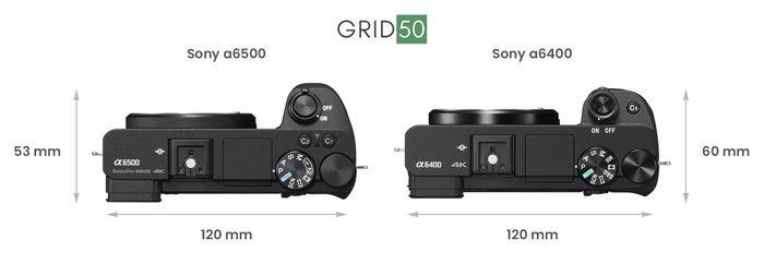 Sony a6500 vs a6400 Dimensions