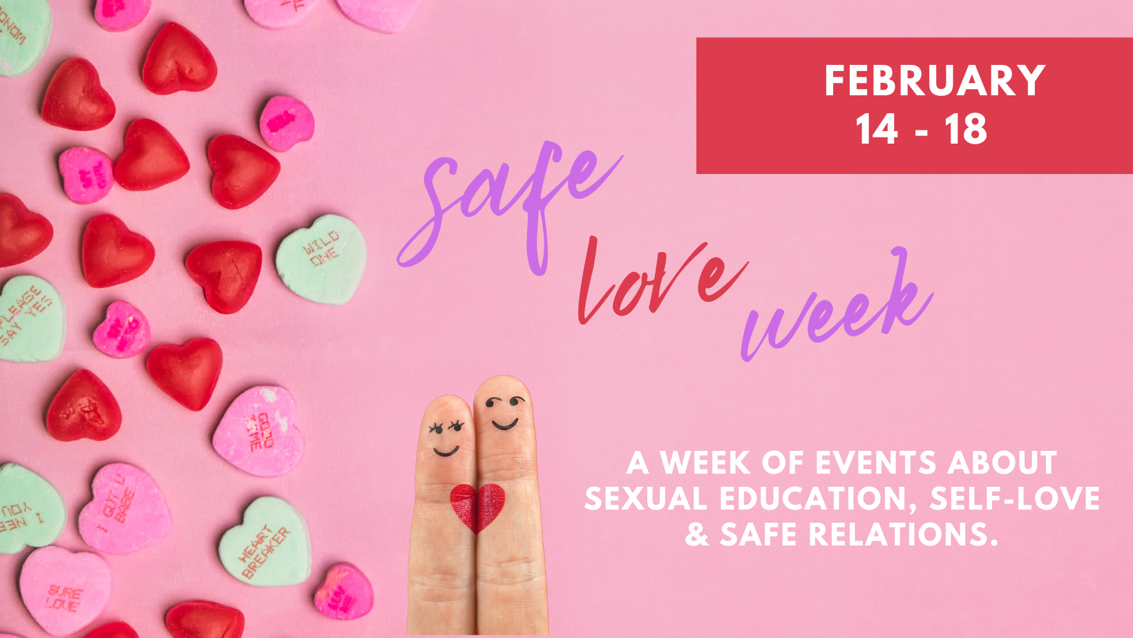Safe Love Week Header Image With Candy Hearts