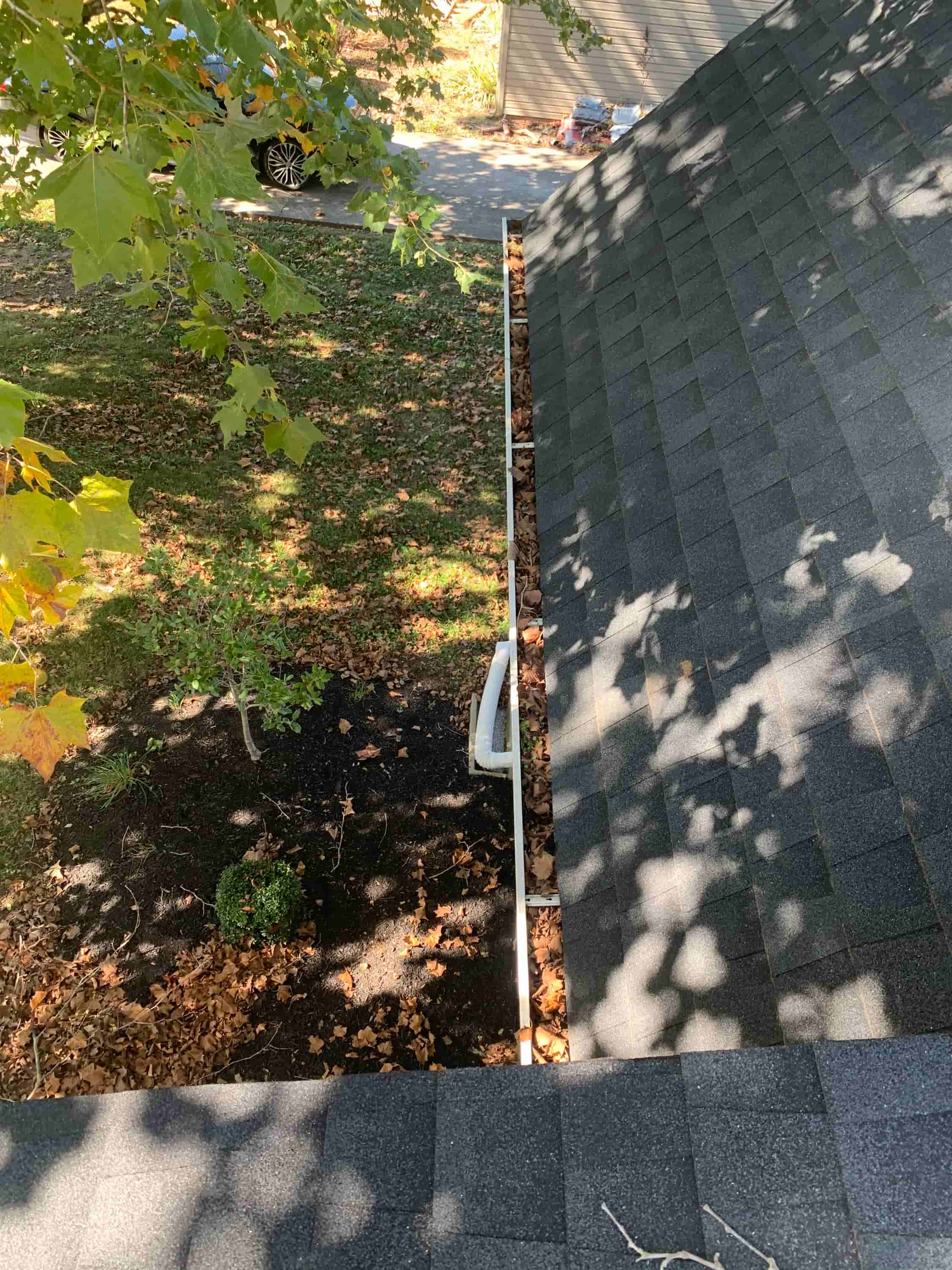 gutter cleaning with leaf blower