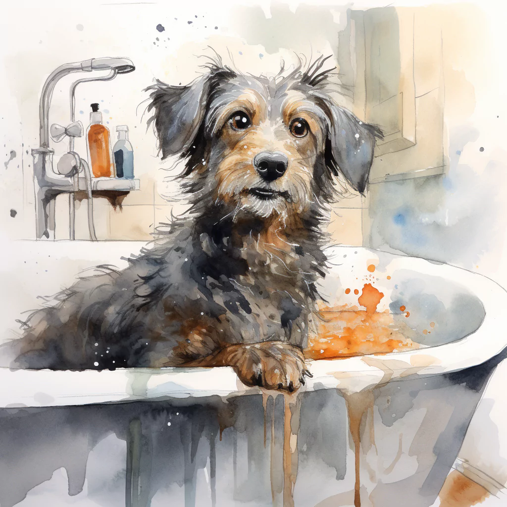 Flea Allergy in Dogs: Why Do They Happen? 3 a dog taking a bath.png